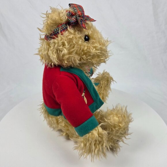 Hallmark Christmas Stuffed Merrily Bear w/ Snowman Coat + Bow Headband 10" - Picture 4 of 5